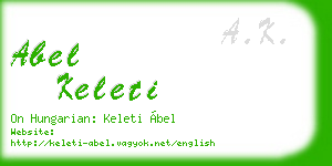 abel keleti business card