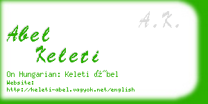 abel keleti business card